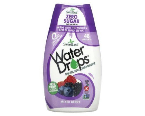 SweetLeaf Stevia, Water Drops, Delicious Stevia Water Enhancer, Mixed Berry, 1.62 fl oz (48 ml)