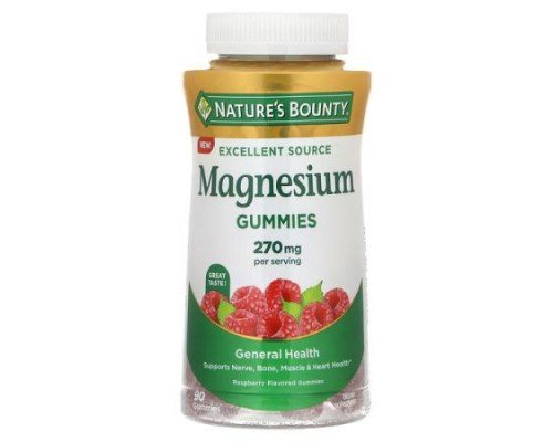 Nature's Bounty, Magnesium Gummies, Raspberry, 90  Gummies