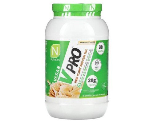 Nutrakey, V Pro, Raw Plant Protein Mix, Vanilla Cookies, 1.78 lb (810 g)