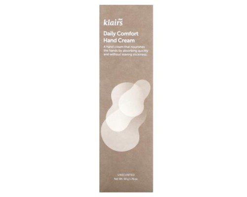 Dear, Klairs, Daily Comfort Hand Cream, Unscented, 1.76 oz (50 g)
