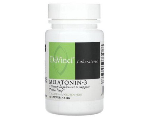 DaVinci Laboratories, Melatonin-3, 3 mg, 60 Capsules