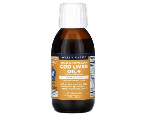 Wiley's Finest, Wild Norwegian Cod Liver Oil +, Orange Bliss, 4.23 fl oz (125 ml)