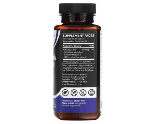 LifeSeasons, Ashwagandha Root Extract, 60 Veg Capsules (450 mg per Capsule)