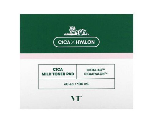 VT Cosmetics, Cica Mild Toner Pad, 60 Pads, 130 ml