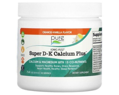 Pure Essence, Ionic-Fizz, Super D-K Calcium Plus, Orange-Vanilla, 7.41 oz (210 g)