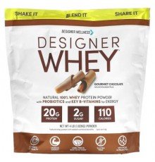 Designer Wellness, Designer Whey, Natural 100% Whey Protein Powder, Gourmet Chocolate, 4 lb (1.82 kg)