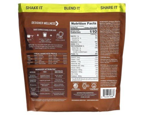 Designer Wellness, Designer Whey, Natural 100% Whey Protein Powder, Gourmet Chocolate, 4 lb (1.82 kg)