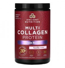 Ancient Nutrition, Multi Collagen Protein, Brain Boost, Vanilla, 1 lb (454.5 g)