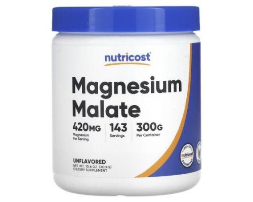 Nutricost, Magnesium Malate, Unflavored, 10.6 oz (300 g)