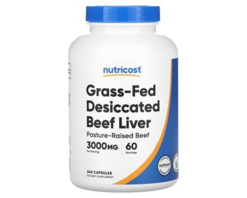 Nutricost, Grass-Fed Desiccated Beef Liver, 240 Capsules (750 mg per Capsule)