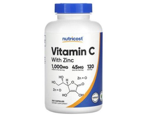 Nutricost, Vitamin C with Zinc, 240 Capsules