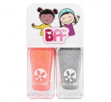 SuncoatGirl, Buddies Nail Polish Duo Set, Silver & Coral Glitter, 2 Piece Set