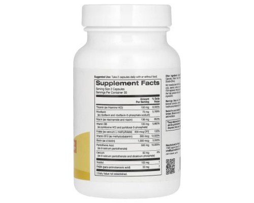 Super Nutrition, Complete B Complex with L-Methylfolate with Biotin, Pantothenic Acid, Niacin and Vitamin B12, 60 Veggie Capsules