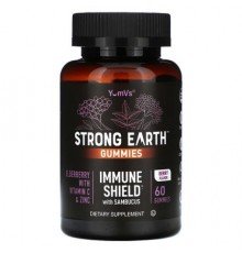 YumVs, Strong Earth Gummies, Immune Shield with Sambucus, Berry, 60 Gummies