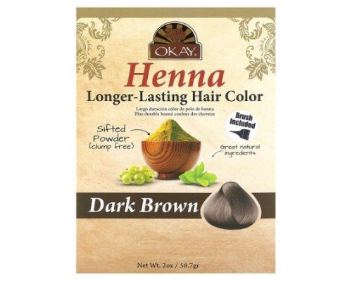 Okay Pure Naturals, Henna, Long-Lasting Hair Color, Dark Brown , 2 oz (56.7 g)