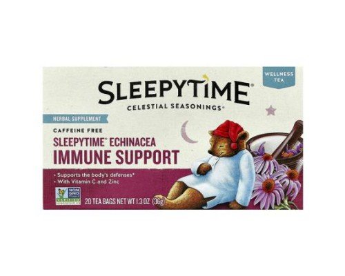 Celestial Seasonings, Wellness Tea, Sleepytime® Echinacea Immune Support, Caffeine Free, 20 Tea Bags, 1.3 oz (36 g)