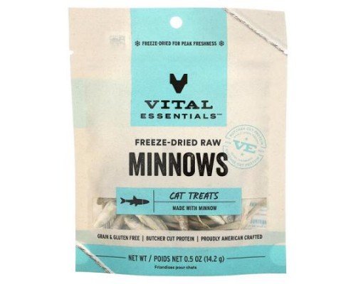 Vital Essentials, Freeze-Dried Raw Cat Treats, Minnows, 0.5 oz (14.2 g)