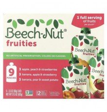 Beech-Nut, Fruities, 6+ Months, Variety Pack, 9 Pouches, 3.5 oz (99 g) Each