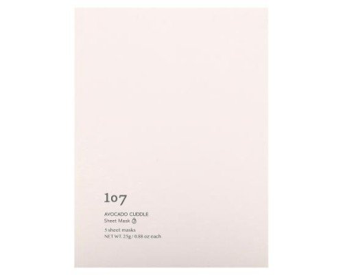107 Beauty, Avocado Cuddle, Beauty Sheet Masks, 5 Sheets, 0.88 oz (25 g) Each