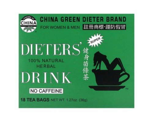 Uncle Lee's Tea, Dieters' 100% Natural Herbal Drink, No Caffeine, 18 Tea Bags, 1.27 oz (36 g)