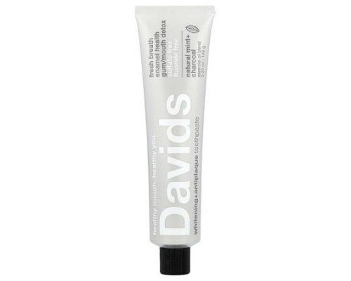 Davids, Whitening + Antiplaque Toothpaste, Natural Mint + Charcoal , 5.25 oz (149 g)