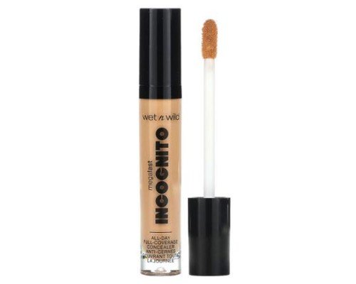 wet n wild, MegaLast, Incognito, All-Day Full Coverage Concealer, 1114050 Medium Golden, 0.18 fl oz (5.5 ml)