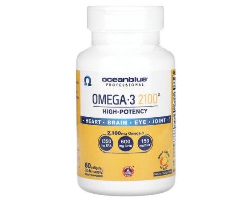 OceanBlue, Professional, Omega-3 2100, High-Potency, Natural Orange, 60 Softgels (1,050 mg per Softgel)