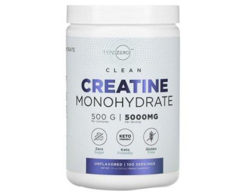 TypeZero, Clean, Creatine Monohydrate, Unflavored, 5,000 mg, 17.6 oz (500 g)