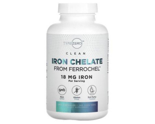 TypeZero, Clean, Iron Chelate , 18 mg, 240 Capsules