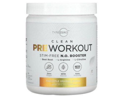 TypeZero, Clean Pre Workout, Stim-Free N.O. Booster, Pineapple Orange Mango, 10.9 oz (309 g)