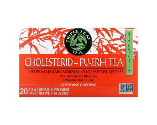 Triple Leaf Tea, Cholesterid-Pu-Erh Tea, 20 Tea Bags, 1.34 oz (38 g)
