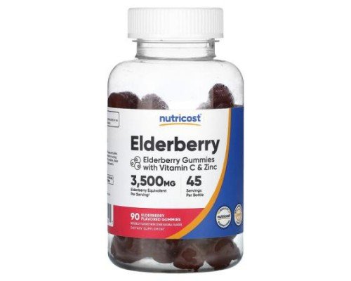Nutricost, Elderberry, 90 Flavored Gummies