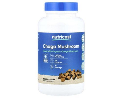Nutricost, Chaga Mushroom, 150 Capsules (500 mg per Capsule)