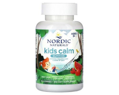 Nordic Naturals, Kids Calm Gummies, Ages 3+, Strawberry Watermelon, 60 Gummies