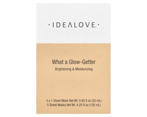 Idealove, What a Glow-Getter, Brightening & Moisturizing, 5 Beauty Sheet Masks, 0.85 fl oz (25 ml) Each