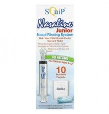 Squip, Nasaline Junior, Nasal Rinsing System, For Children Ages 4-12, 14 Piece Kit