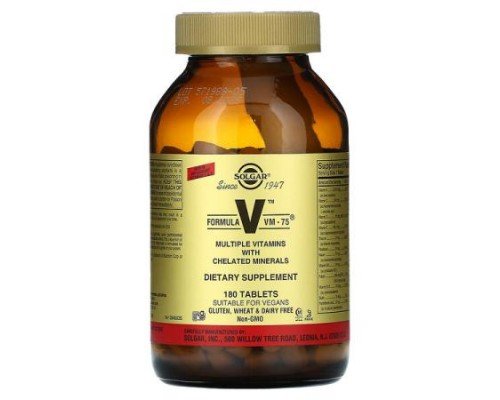 Solgar, Formula V, VM-75, Multiple Vitamins with Chelated Minerals, 180 Tablets