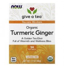 NOW Foods, Organic Turmeric Ginger, Caffeine Free , 24 Tea Bags, 1.7 oz (48 g)