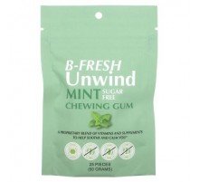 B-Fresh, Unwind Chewing Gum, Sugar Free, Mint, 25 Pieces (50 g)