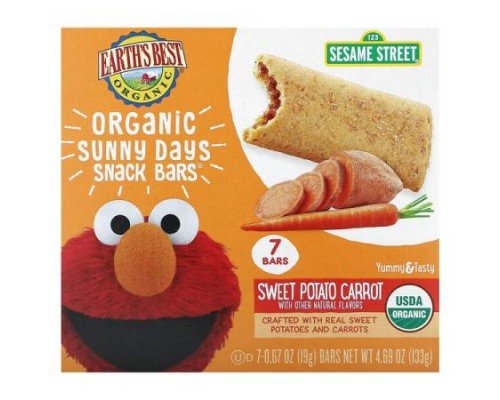 Earth's Best, Organic Sunny Days Snack Bars, 2 Years and Up, Sweet Potato, Carrot, 7 Bars, 0.67 oz (19 g) Each