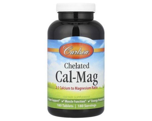 Carlson, Chelated Cal-Mag, 180 Tablets