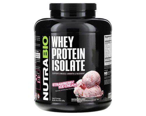 NutraBio, Whey Protein Isolate, Strawberry Ice Cream, 5 lb (2,268 g)