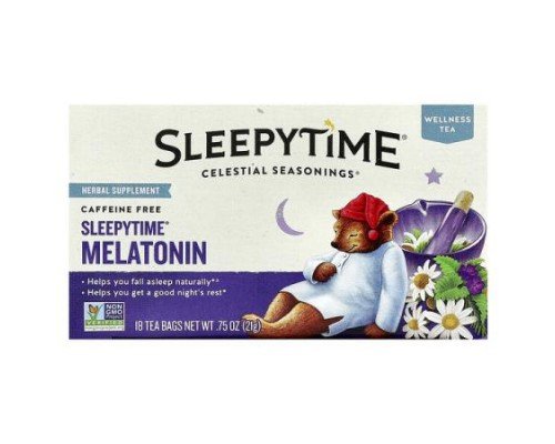 Celestial Seasonings, Wellness Tea, Sleepytime® Melatonin, Caffeine Free, 18 Tea Bags, 0.75 oz (21 g)