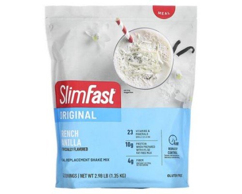 SlimFast, Original, Meal Replacement Shake Mix, French Vanilla, 2.98 lb (1.35 kg)
