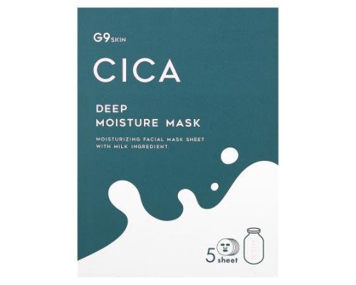 G9skin, Cica, Deep Moisture Beauty Mask, Milk, 5 Sheets, 0.74 fl oz (22 ml) Each