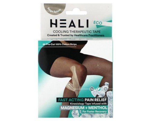 Heali Medical Corp, Cooling Therapeutic Kinesiology Tape, Beige Splash , 20 Pre-Cut Strips