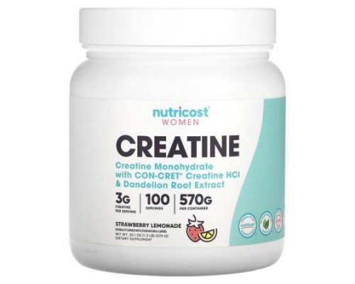 Nutricost, Women, Creatine, Strawberry Lemonade, 1.3 lb (570 g)