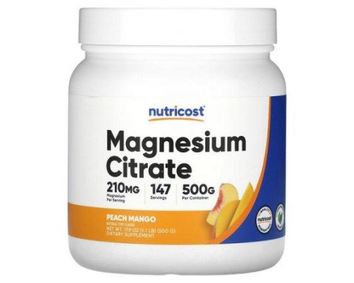 Nutricost, Magnesium Citrate, Peach Mango, 17.9 oz (500 g)