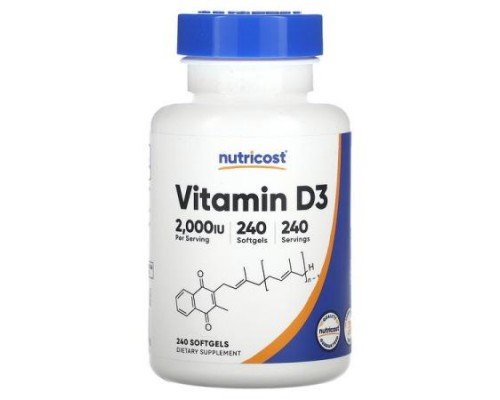 Nutricost, Vitamin D3, 2,000 IU, 240 Softgels
