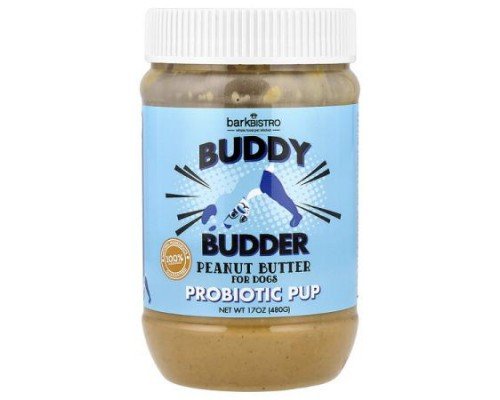 Bark Bistro, Buddy Budder, Probiotic Pup, Peanut Butter For Dogs, Bow Wow Blueberry, 17 oz (480 g)